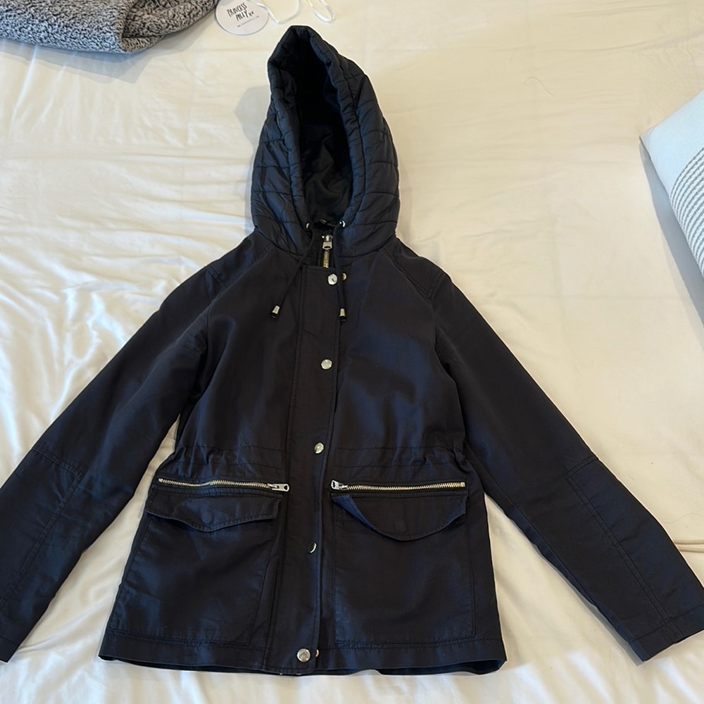 Topshop Black Hooded Jacket